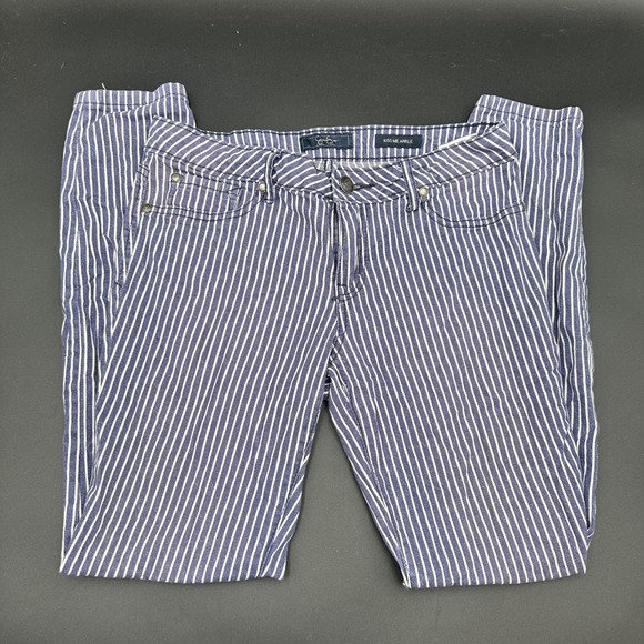 Jessica Simpson Kiss Me Ankle Jeans Blue White Striped Denim Pants Size 28 - Picture 1 of 10